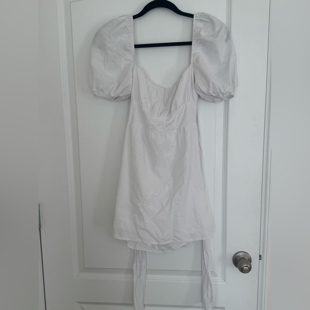 Hello Molly White Puff Sleeve Mini Dress